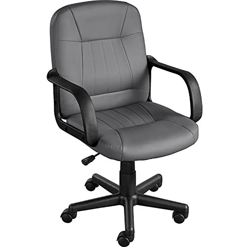 Yaheetech Silla Oficina Giratoria Ergonómica Silla Racing Altura Ajustable para Escritorio Estudio Silla de Ruedas Gris