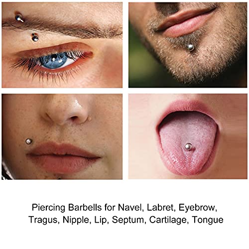 YancLife 42Pcs Kit de Piercing del Cuerpo, Profesión Aguja de Punción de Acero Inoxidable, Erradura Lengua Labial Ceja Tragus Piercing Corporal Anillos de Ombligo Barbells