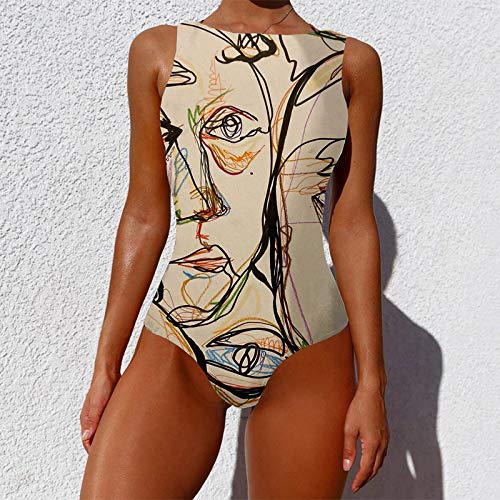 YANFANG Traje de baño de Verano Bikini de una Pieza para Mujer Traje de baño conciso Atractivo,Ropa de Playa Tanga Mujer Push up brasileños Playa Mujer Braga Bikini,Marrón,M