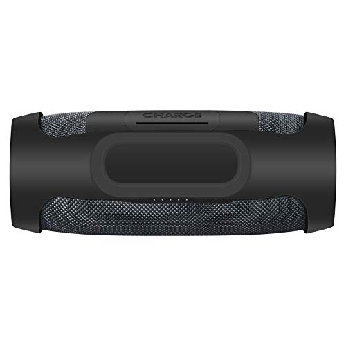 Yaowanguan Funda de Silicona para Altavoz Bluetooth inalámbrico JBL Charge Essential, Funda Protectora Ultraligera portátil Negra con mosquetón y Correa para el Hombro