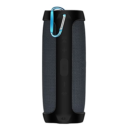 Yaowanguan Funda de Silicona para Altavoz Bluetooth inalámbrico JBL Charge Essential, Funda Protectora Ultraligera portátil Negra con mosquetón y Correa para el Hombro