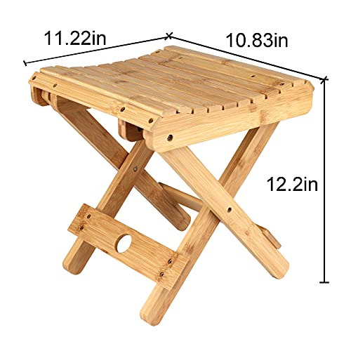 YHNJI Taburete plegable de madera para el hogar, portátil, plegable, asiento de ducha, totalmente montado de madera, silla de baño de spa, silla de bambú para baño, afeitar, ducha, reposapiés