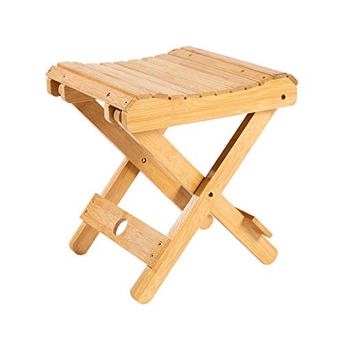 YHNJI Taburete plegable de madera para el hogar, portátil, plegable, asiento de ducha, totalmente montado de madera, silla de baño de spa, silla de bambú para baño, afeitar, ducha, reposapiés