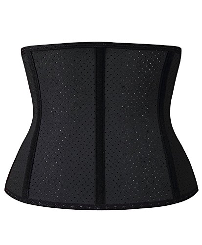 YIANNA Mujer Fajas Reductoras Torso Corto Waist Trainer Corset Reductor Cinturilla Moldeadora Faja Colombiana Latex Cintura Respirable Negro, 110266 Size S