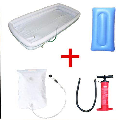 YLYP Bañera Inflable Médica para Adultos De PVC, Baño En La Cama, Ayuda Asistida, para Heridos, Discapacitados, Ancianos, con Inflador + Bolsa De Ducha + Almohada Inflable