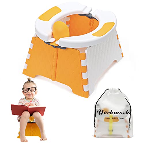 Yockmocki Asiento de entrenamiento portátil para niños pequeños | Asiento de inodoro plegable | Orinal de emergencia móvil para niños | Asiento de baño para niños y niñas (naranja)