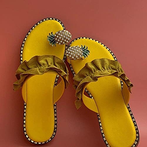 ypyrhh Sandalias de Punta Descubierta,El Agua de Gran tamaño ejerce el Amante, con Zapatos Planos afuera.-Amarillo_39,Zapatillas de Estar por Casa de Mujer/Hombre