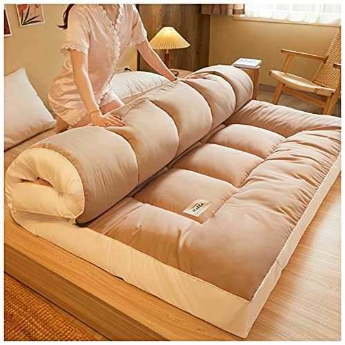 YRRA Colchon Tatami Japones Suelo Plegable Espesar Colchón Acolchado Estera para Dormir Tatami De Piso Colchón Espuma De Memoria Respirable Colchón De Futón, para Dormir Viaje,A:Khaki,150x200cm