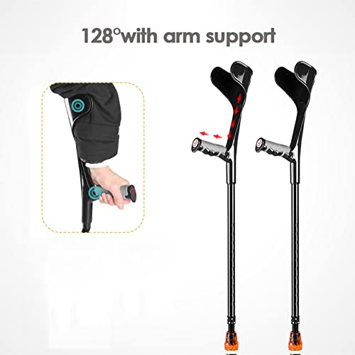 YXW Muleta ortopédicas médica para Adultos, muletas de antebrazo Ajustable con puño anatómico, para Hombres y Mujeres de 140-190 cm de Altura, Carga de 100 kg, Color Negro