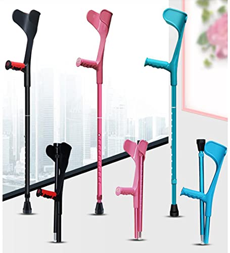 YXW Muletas de antebrazo Ajustables con puño anatómico, muletas de Codo Plegables portátiles para Adultos, Hombres, Mujeres, Bastones de aleación de Aluminio, 100 kg, Azul/Rosa/Negro