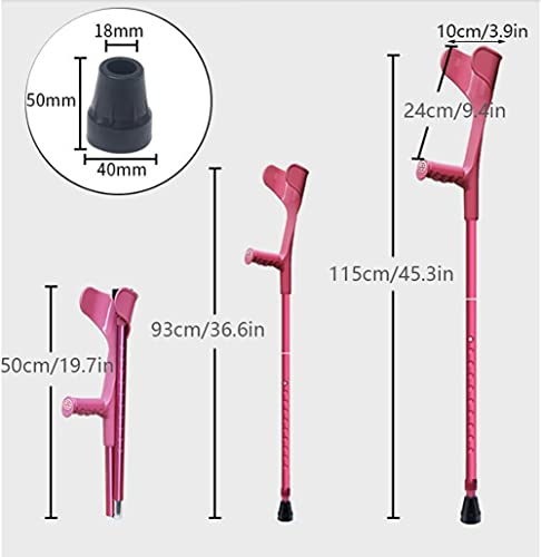 YXW Muletas de antebrazo Ajustables con puño anatómico, muletas de Codo Plegables portátiles para Adultos, Hombres, Mujeres, Bastones de aleación de Aluminio, 100 kg, Azul/Rosa/Negro