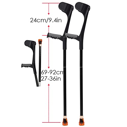 YXW Muletas de antebrazo Ligeras y Plegables (puño anatómico), muleta ergonómica Ajustable para el Brazo, bastón para Caminar con Codo para Adultos, Hombres, Mujeres, Carga 120 kg, 2 Unidades