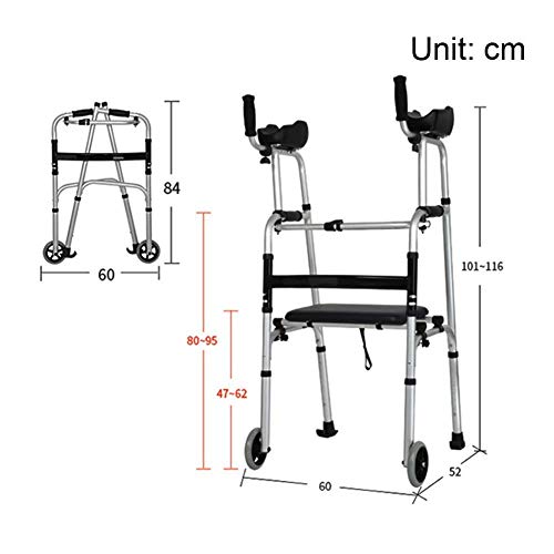 Z-SEAT Marco para Caminar Ligero Andador con Ruedas Plegable Andador de Altura Ajustable Aluminio Ayuda a la Movilidad Dispositivo para Caminar Resistente Adecuado para Pac