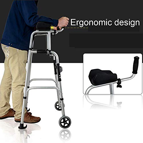 Z-SEAT Marco para Caminar Ligero Andador con Ruedas Plegable Andador de Altura Ajustable Aluminio Ayuda a la Movilidad Dispositivo para Caminar Resistente Adecuado para Pac