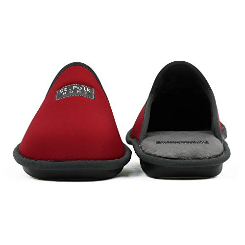 Zapatillas de Estar por casa Hombre/Mujer. Slippers para Verano e Invierno/Pantuflas cómodas, Resistentes, Transpirables y de Interior Suave. Suela de Goma Antideslizante (40 EU, Granate)