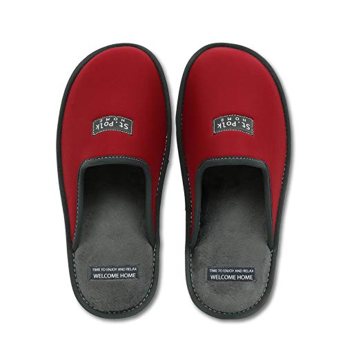 Zapatillas de Estar por casa Hombre/Mujer. Slippers para Verano e Invierno/Pantuflas cómodas, Resistentes, Transpirables y de Interior Suave. Suela de Goma Antideslizante (40 EU, Granate)