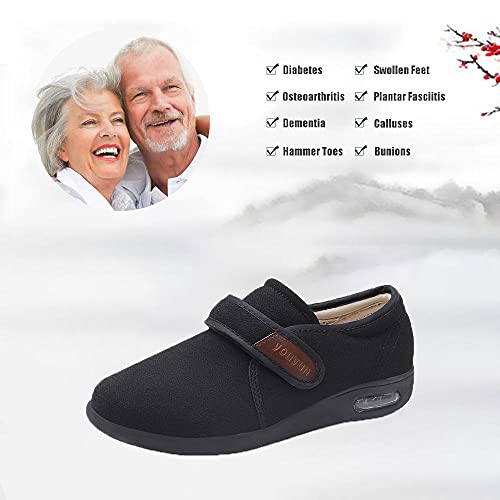 Zapatillas Ortopédica para ensanchar Ajustable,Expande el ancho. Fascitis plantar, ortopedia, deslizamiento de mujeres diabéticas,,black▁45