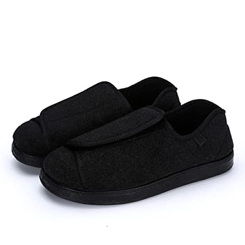 Zapato Ortopédico Velcro，Zapatos Antideslizantes De Gran Tamaño De La Abuela De La Madre Diabética Orto-Tipo, Zapatos Adecuados Para Pies Hinchados, Zapatos Anchos Y Anchos Y Cómodos-Negro_41