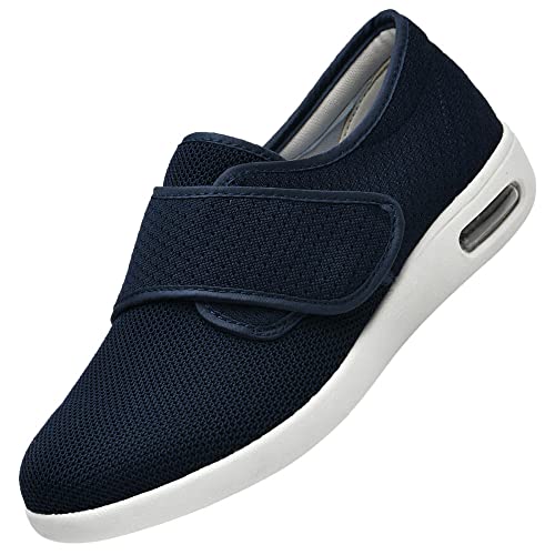 Zapatos Diabéticos Respirable,Fascitis plantar y alivio del dolor de pies Soporte de arco Zapatillas ortopédicas de cuero para hombres,blue▁39