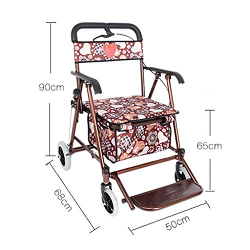 ZHANGYY El Asiento del Carrito de la Compra Plegable de scoo Antiguo Puede Tomar Cuatro Rondas para Comprar Comida y Ayudar a Empujar el Carrito pequeño para Ancianos