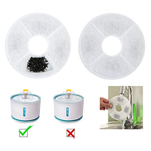 ZITFRI 6 PCS Filtros de Fuentes de Agua para Gatos Perros Filtro Bebedero Gatos y Perros de Carbón Activado de Cáscara de Coco, Filtros Repuesto de Fuentes de Agua, Filtros para Bebedero de Mascotas