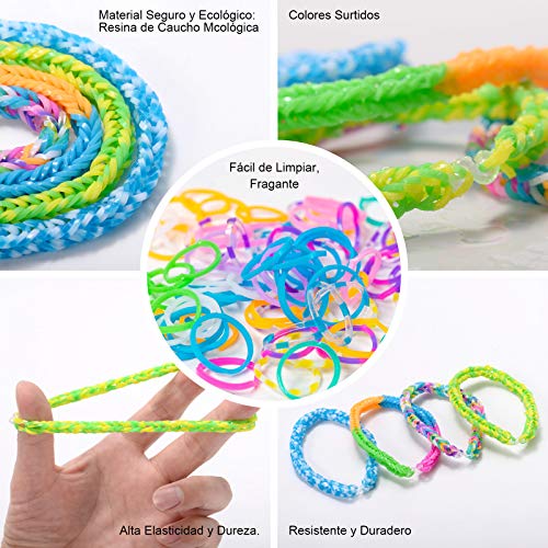 ZITFRI Pulseras de Goma Caja 6900 Bandas de Goma para hacer Pulseras 22 Colores Gomas Elasticas Bandas de Telar Kit Brazaletes para Pulseras con Herramienta de Telar, Juego Creativo para Niños Niñas