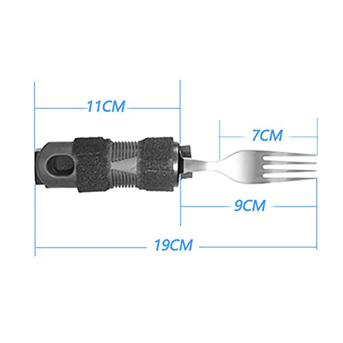 ZJJ Ancianos Discapacidad Antivibración Ayuda para Comer Vajilla Cuchillo De Fácil Agarre Cuchara Tenedor Utensilios Ayuda para Comer Adaptable Juego De Cubiertos para Artritis De Parkinson,3pcs