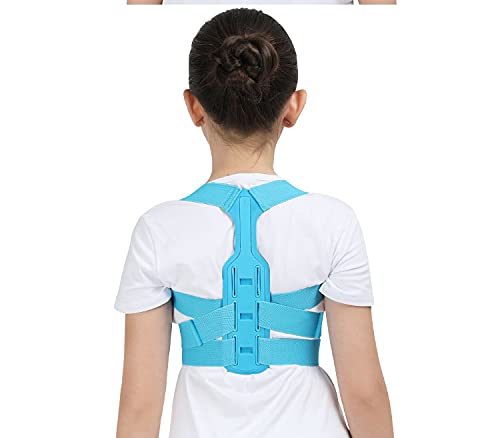 ZJN-JN Soporte de Espalda Niños Postura Corrector Ajustable Atrás Correa de Soporte Niños Corsé ortopédico para niños Espalda Espalda Lumbar Hombro Sujetadores Salud (Color : Blue, Size : M)