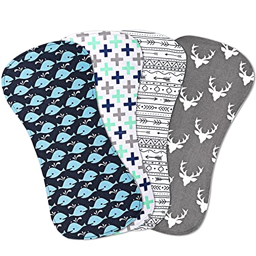 Zooawa [5PZS] Paños de Muselina, Toalla Facial, Baberos Impermeables para Bebé, Paños para Eructos Baberos de Alimentación con Imágenes con Capa Impermeable para Recien Nacido Niño Niñas, Color C