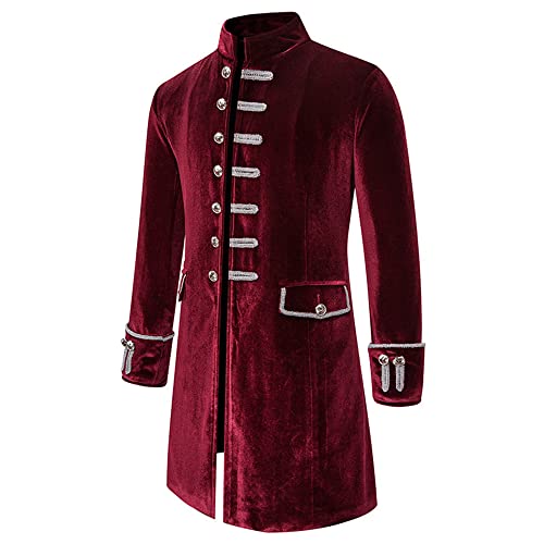 Zytyeu Chaqueta Hombre Delgado Cuello Alto Longitud Media Chaqueta Hombre Medieval Gótico Estilo Palacio Chaqueta Hombre Rendimiento Banquete Chaqueta Hombre Casual Moda Cómoda Chaqueta Hombre