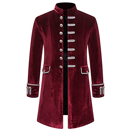 Zytyeu Chaqueta Hombre Delgado Cuello Alto Longitud Media Chaqueta Hombre Medieval Gótico Estilo Palacio Chaqueta Hombre Rendimiento Banquete Chaqueta Hombre Casual Moda Cómoda Chaqueta Hombre