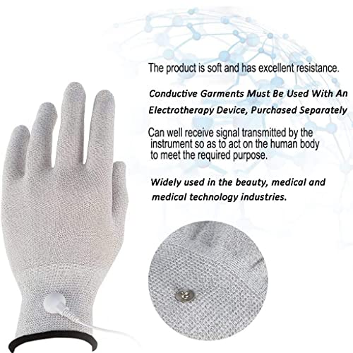 Zyxdk Fibra de Plata Guantes Conductores con Cables Adaptadores Máquina TENS/EMS Terapia Física por Cara Cuerpo Estimular la Circulación Sanguínea Alivio del Dolor (Color : Gray 2 Pairs, Size : XL)