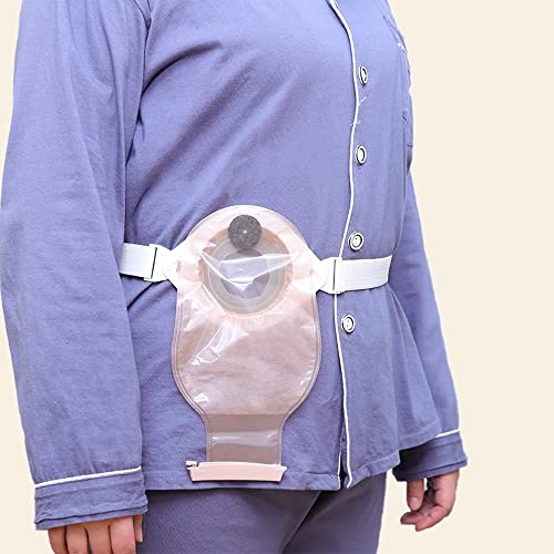 1 juego de anillo fijo ostomía y cinturón herramienta de asistencia para bolsa de colostomía, cintura adecuada de 100 cm, diámetro del anillo fijo, 8,5 cm, color blanco, 1101 (color: blanco)