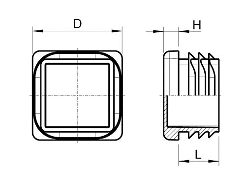 10 Piezas de tapas cuadrados de plástico para tuberías, tamaños elegible de 10x10mm a 120x120mm, tapón, contera, protector, funda, silla, poste, estaca, valla (25x25mm, blanco)