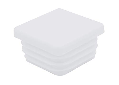 10 Piezas de tapas cuadrados de plástico para tuberías, tamaños elegible de 10x10mm a 120x120mm, tapón, contera, protector, funda, silla, poste, estaca, valla (25x25mm, blanco)