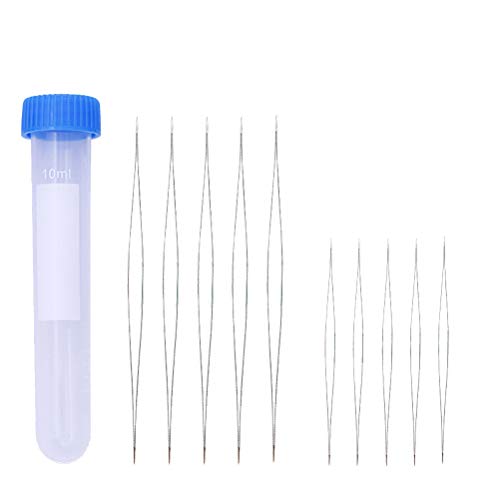 10 Unids Ojo grande agujas de abalorios plegables joyas perlas agujas set diy bordar enhebrar agujas con tubo de almacenamiento (5.8/10.2cm)