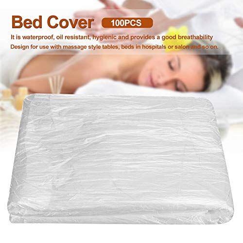 100 piezas Sábana desechable para mesa de masaje, funda para cama de masaje, sábana para salón de bricolaje, impermeable para camillas de masaje, cama, tratamiento de belleza, protección con cera