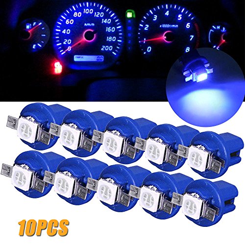 10pcs B8.5D 509T B8.5 5050 1 SMD T5 rociada del Coche Calibrador de la Velocidad del Bulbo Auto lámpara de luz del Tablero de Instrumentos Instrumento acuñan la lámpara Interior (Blue)