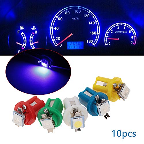 10pcs B8.5D 509T B8.5 5050 1 SMD T5 rociada del Coche Calibrador de la Velocidad del Bulbo Auto lámpara de luz del Tablero de Instrumentos Instrumento acuñan la lámpara Interior (Blue)