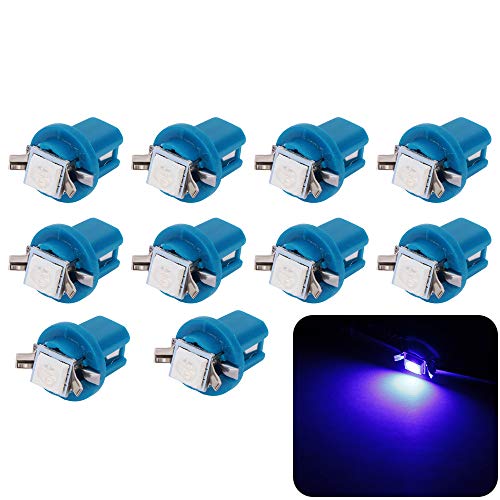 10pcs B8.5D 509T B8.5 5050 1 SMD T5 rociada del Coche Calibrador de la Velocidad del Bulbo Auto lámpara de luz del Tablero de Instrumentos Instrumento acuñan la lámpara Interior (Blue)