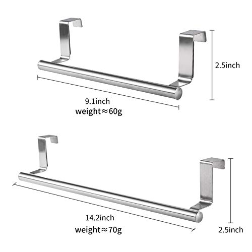 2 colgadores Trapos de Cocina,Colgador paño Cocina,Riel para Colgar sobre la Puerta de Acero Inoxidable para Cocina y Baño,Colgador Trapos Cocina,Barra de Colgar para Puerta (Pata)