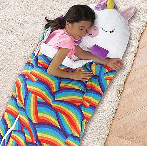 2 En 1 Sacos De Dormir Felices Plegables con Almohada para Niños, Divertida Almohada De Siesta De Animales De Dibujos Animados, Saco De Dormir De Bebé Suave Y Cálido,Blue Husky,160 * 60cm