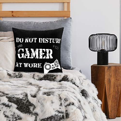 2 Fundas de Cojín de Juego Funda de Almohada de Jugador Funda de Almohada Divertida Negra y Blanca para Fanáticos de Juego Fiesta Temática de Videojuegos Decoración de Navidad (40 x 40 cm)