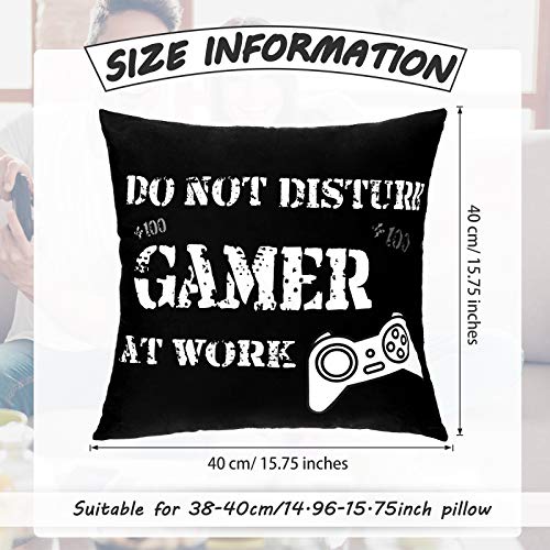 2 Fundas de Cojín de Juego Funda de Almohada de Jugador Funda de Almohada Divertida Negra y Blanca para Fanáticos de Juego Fiesta Temática de Videojuegos Decoración de Navidad (40 x 40 cm)