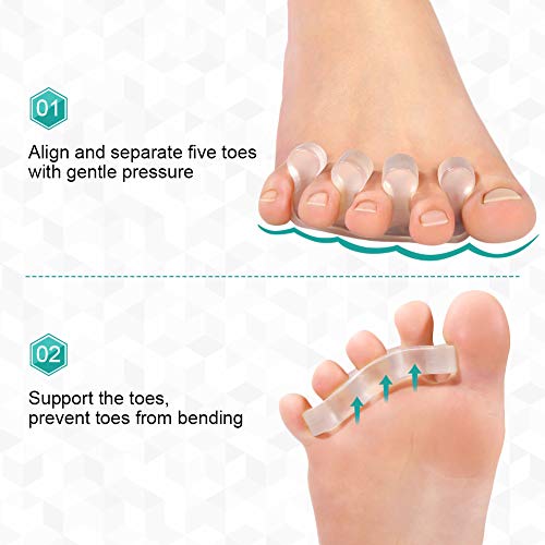 2 pares de dilatadores separadores de dedos para hombres y mujeres, separador de dedos de gel para hallux valgus, alivio del dolor de juanetes, uso en zapatos para correr, caminar y yoga