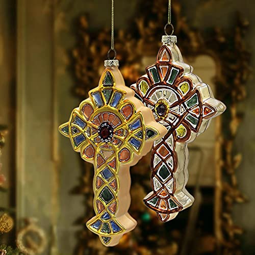 2 Piezas De Adorno De Navidad con Cruz De Cristal, Cruz Sagrada Colgante De Árbol De Navidad para Decoración del Árbol De Navidad, Regalos Espirituales De Navidad para Amigos De La Familia