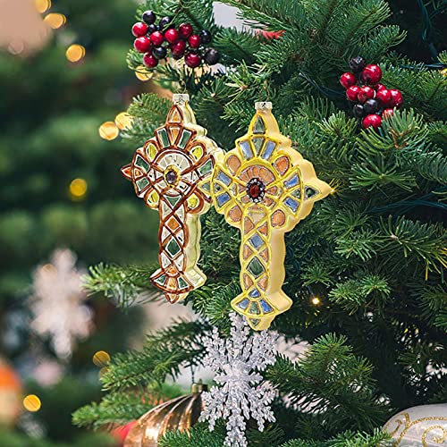 2 Piezas De Adorno De Navidad con Cruz De Cristal, Cruz Sagrada Colgante De Árbol De Navidad para Decoración del Árbol De Navidad, Regalos Espirituales De Navidad para Amigos De La Familia