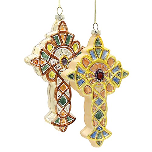 2 Piezas De Adorno De Navidad con Cruz De Cristal, Cruz Sagrada Colgante De Árbol De Navidad para Decoración del Árbol De Navidad, Regalos Espirituales De Navidad para Amigos De La Familia