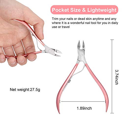 2 Piezas Tijeras de Alicate de Cutícula Recortadora de Cortador de Cutícula Herramienta de Cuidado de Cutículas de Acero Inoxidable para Piel muerta y uñas (Oro Rosa)