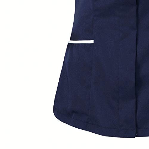 2021 Casaca Ropa de Trabajo Mujer Bolsillo Uniformes Cuello Pico Mangas Cortas Uniformes Camiseta de Manga Corta con Color sólido para con Cuello en V Trabajo Manga Corta Uniform